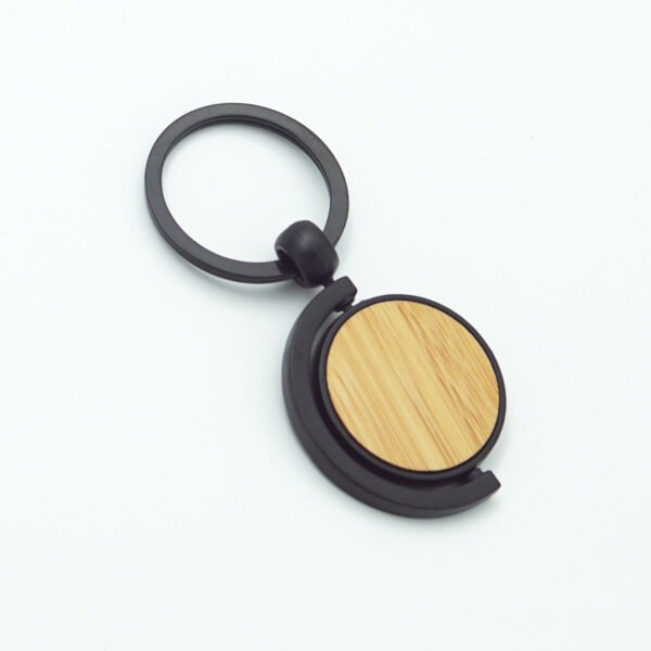 Rotating Metal Wooden Keychain